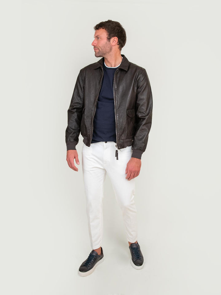 GIACCA IN PELLE MARRONE INVECCHIATA NEW JERSEY 06 JACK LEATHER 