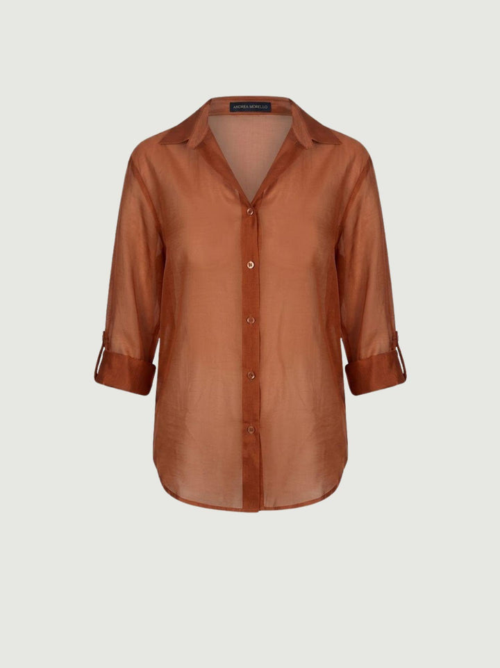 Camicia semitrasparente mattone M796/071 26 ANDREA MORANDO 