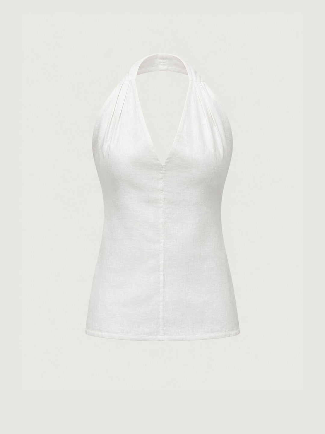 Top con scollo a V in lino bianco 6TS0527 WHITE ANDREA MORANDO 