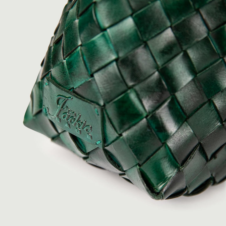 BORSA SHOPPER IN PELLE INTRECCIATA VERDE FAVIGNANA 76 JACK LEATHER 