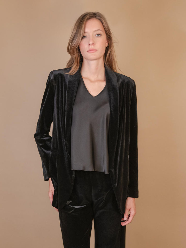 BLAZER APERTO IN VELLUTO NERO 1437/289 12 ANDREA MORANDO 