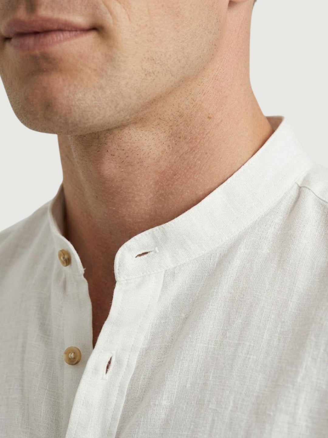 Camicia coreana in lino bianca AFE114U WHITE ANDREA MORANDO 