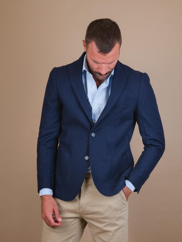 BLAZER SFODERATO IN MISTO LANA BLU T730 313 ANDREA MORANDO 