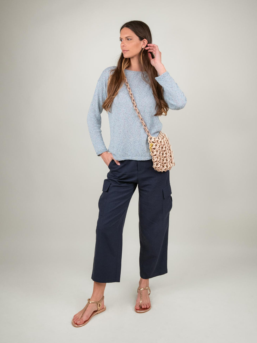 MAGLIA AZZURRA DETTAGLI LUREX