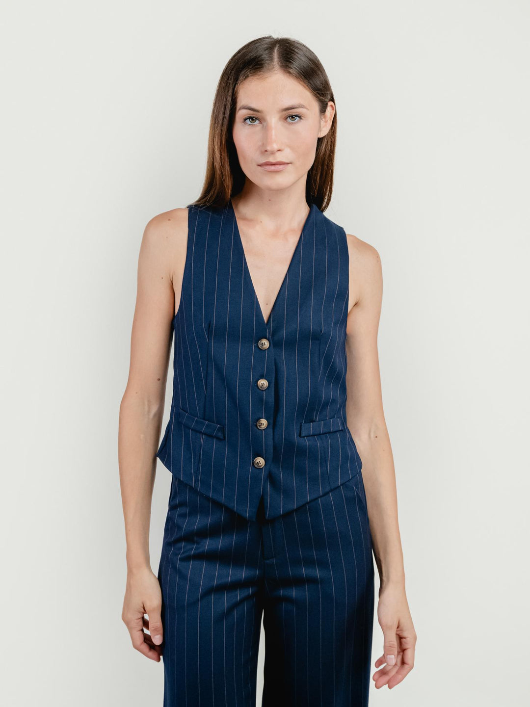 GILET MONOPETTO GESSATO BLU 9933 GESSATO ANDREA MORANDO 