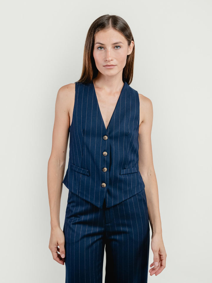 GILET MONOPETTO GESSATO BLU 9933 GESSATO ANDREA MORANDO 