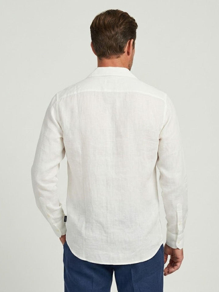Camicia in tessuto chambray lino e cotone bianca CRAIG 01 DEPERLU 