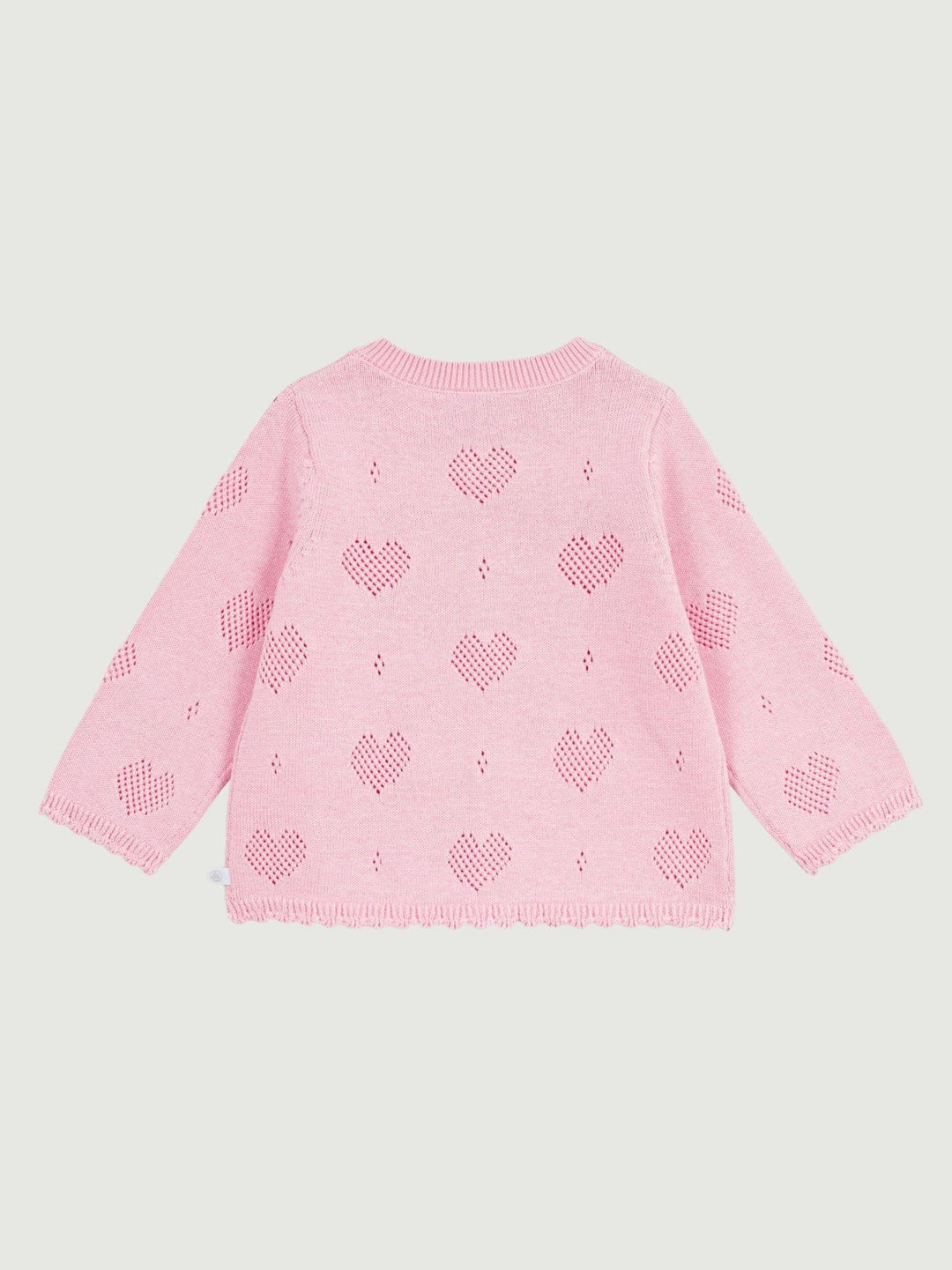 Cardigan in maglia traforata a cuori rosa A0EZT 02 PETIT BATEAU 