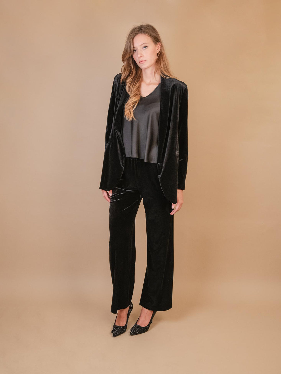 BLAZER APERTO IN VELLUTO NERO 1437/289 12 ANDREA MORANDO 