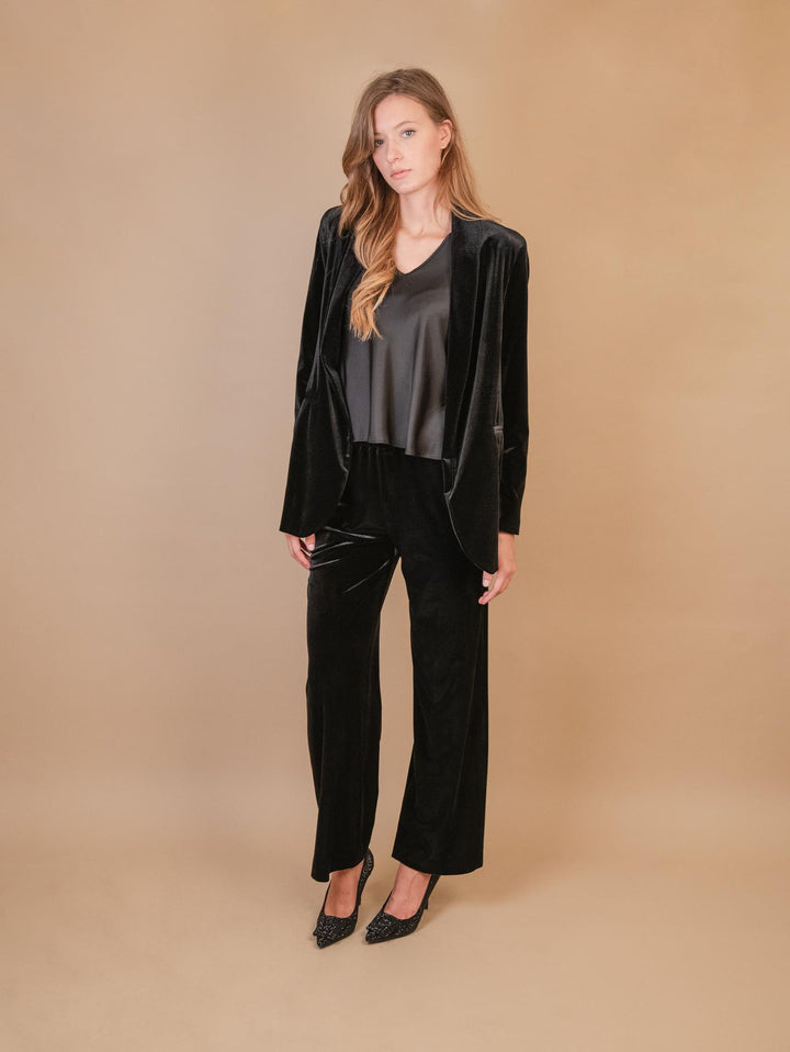 BLAZER APERTO IN VELLUTO NERO 1437/289 12 ANDREA MORANDO 