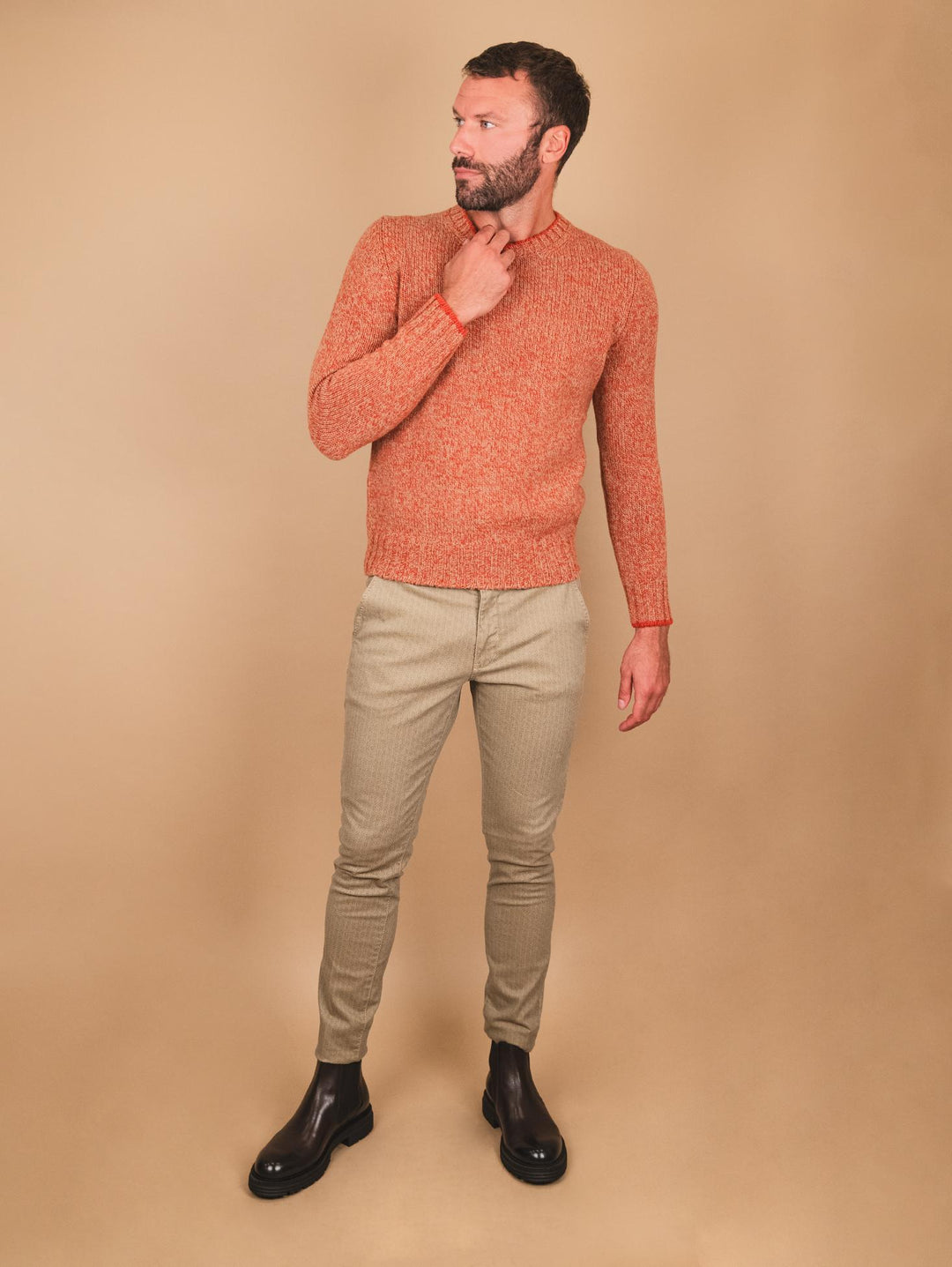 MAGLIONE GIROCOLLO IN LANA VERGINE MELANGE 10158 833 ANDREA MORANDO 