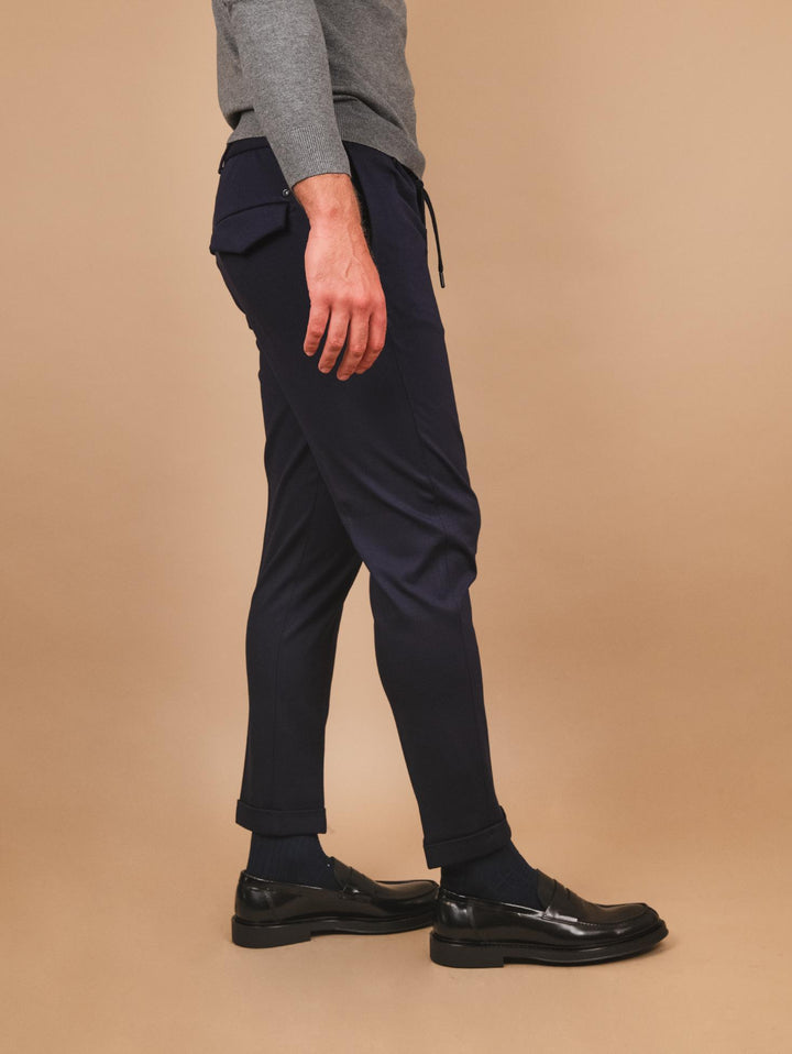 PANTALONE CON COULISSE ELASTICIZZATO BLU OF1CT00P001 174 ANDREA MORANDO 