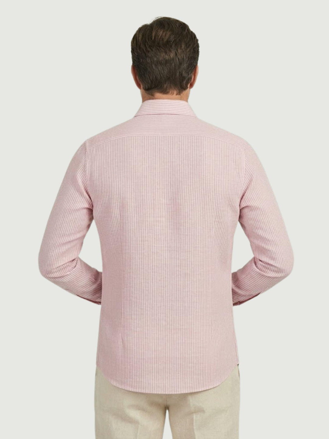 Camicia in lino a righine bianche e rosa BU26S02CALINCOT404 650 ANDREA MORANDO 