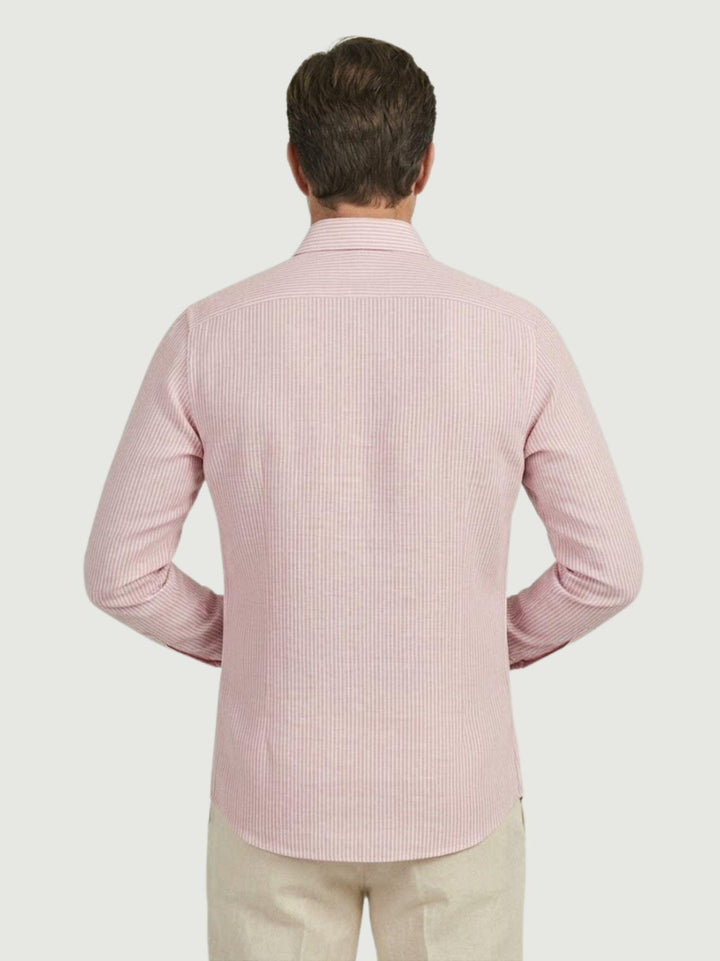 Camicia in lino a righine bianche e rosa BU26S02CALINCOT404 650 ANDREA MORANDO 