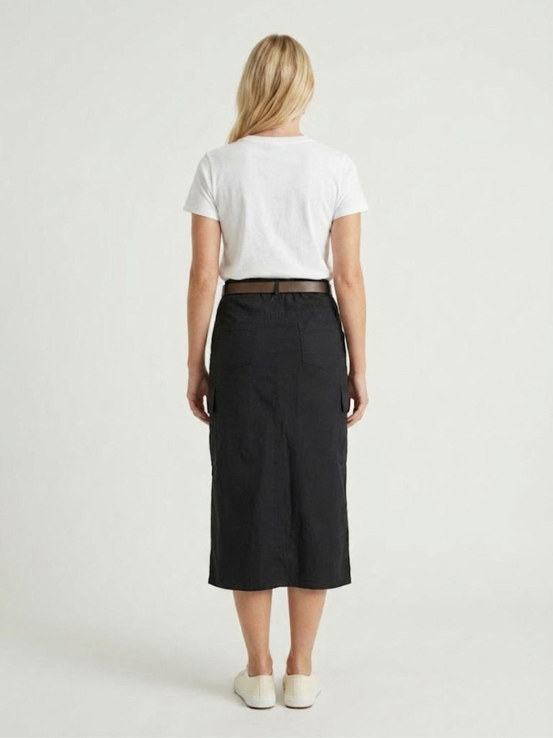 Gonna cargo midi in cotone nera 6105 NERO ANDREA MORANDO 