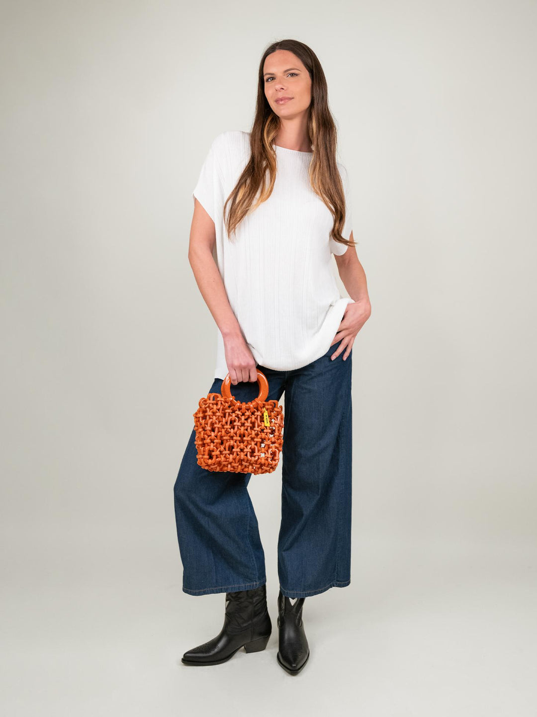 BORSA CON MANICI IN RESINA ARANCIONE "DOLL" DOLL MATTONE BIMOR 