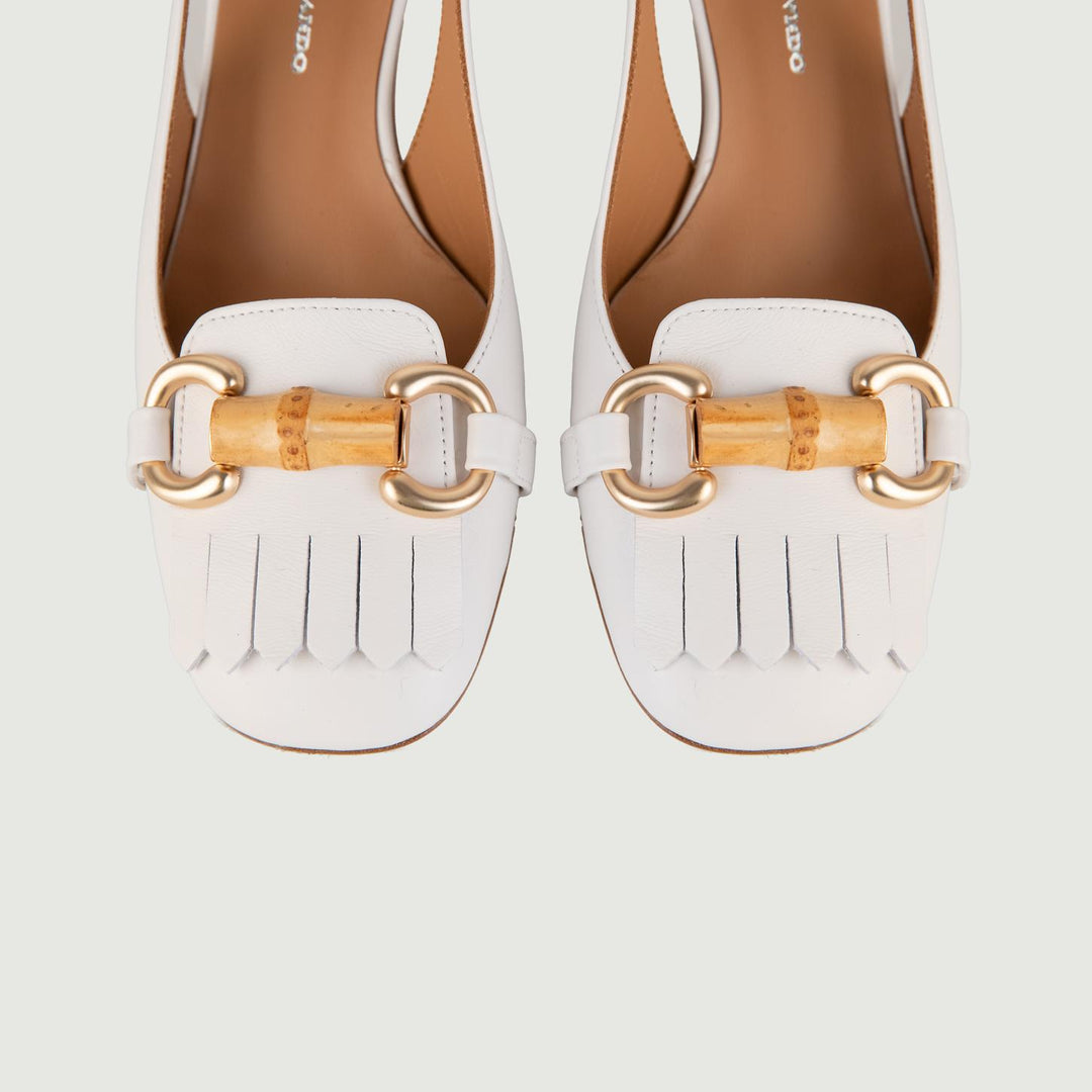 Décolleté SLING BACK BIANCA CON TACCO QUADRATO L6002 BIANCO ANDREA MORANDO 