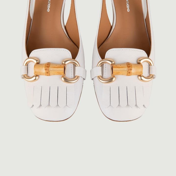 Décolleté SLING BACK BIANCA CON TACCO QUADRATO L6002 BIANCO ANDREA MORANDO 