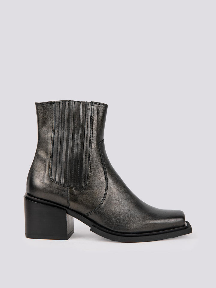 STIVALETTO TEXANO IN PELLE LAMINATA NERA 2493 NERO ANDREA MORANDO 