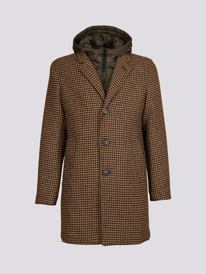 CAPPOTTO MISTO CASHMERE PIED DE POULE INTERNO TRAPUNTATO GERALDO PDP CNER PALTÒ 