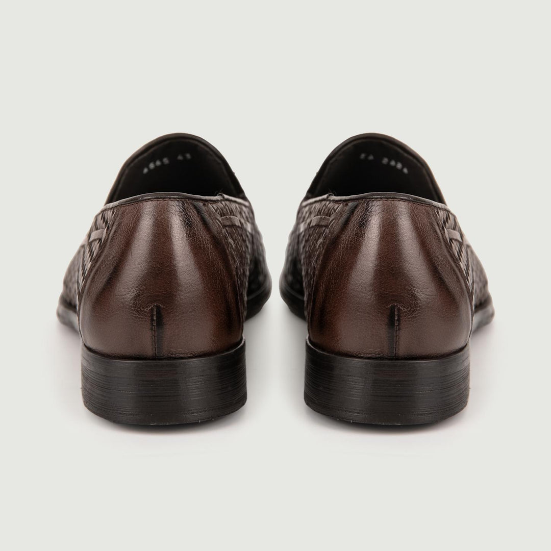 Mocassino con nappine in pelle intrecciata testa moro 6565 T MORO ANDREA MORANDO 