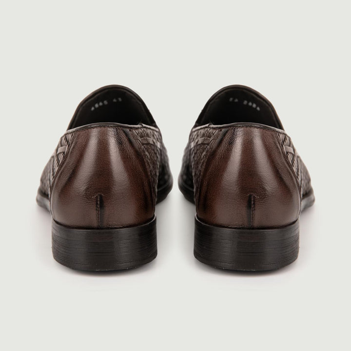 Mocassino con nappine in pelle intrecciata testa moro 6565 T MORO ANDREA MORANDO 