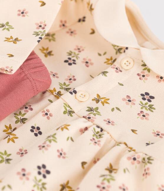 Abito bianco con stampa e leggings rosa in cotone A0BBX 01 PETIT BATEAU 