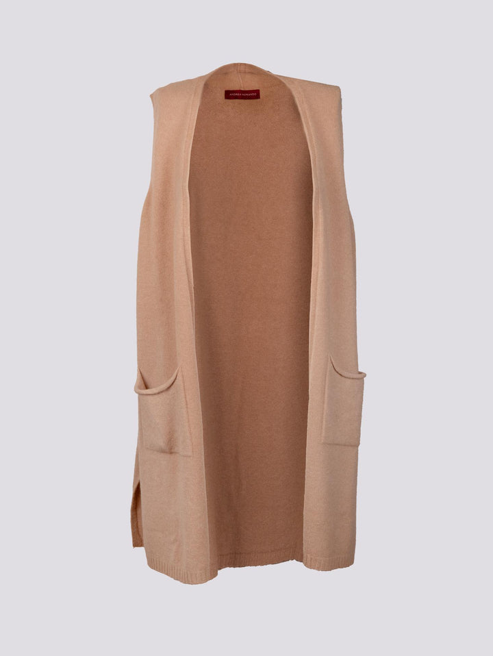 GILET LUNGO IN MAGLIA BEIGE 0370/281 0234 BIMOR 