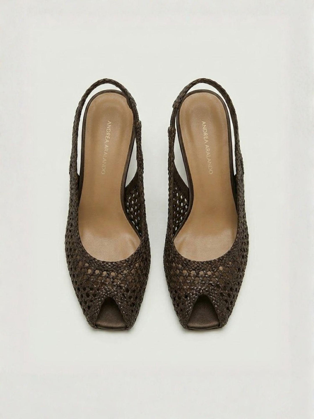 Spuntata slingback in pelle intrecciata testa di moro R1710 T.MORO ANDREA MORANDO 