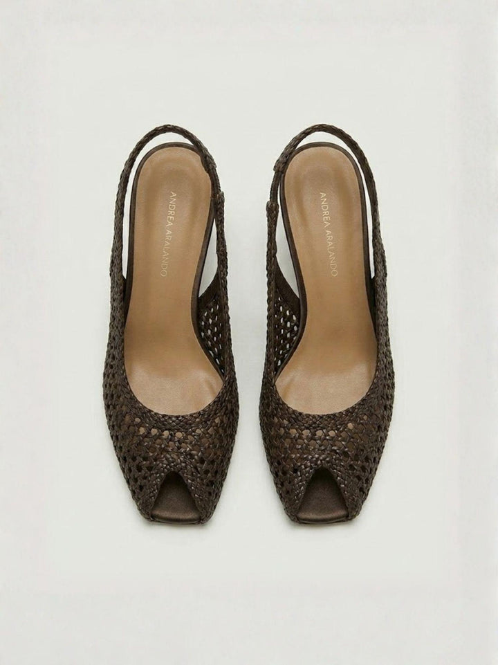Spuntata slingback in pelle intrecciata testa di moro R1710 T.MORO ANDREA MORANDO 
