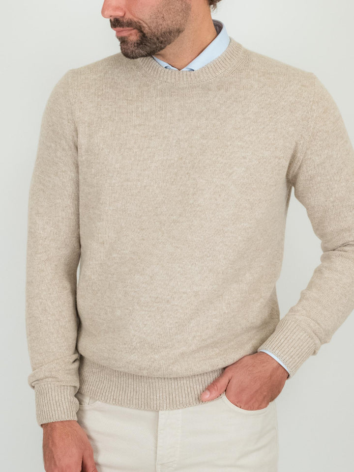 MAGLIONE GIROCOLLO BEIGE MISTO CASHMERE 1211224 646 ANDREA MORANDO 