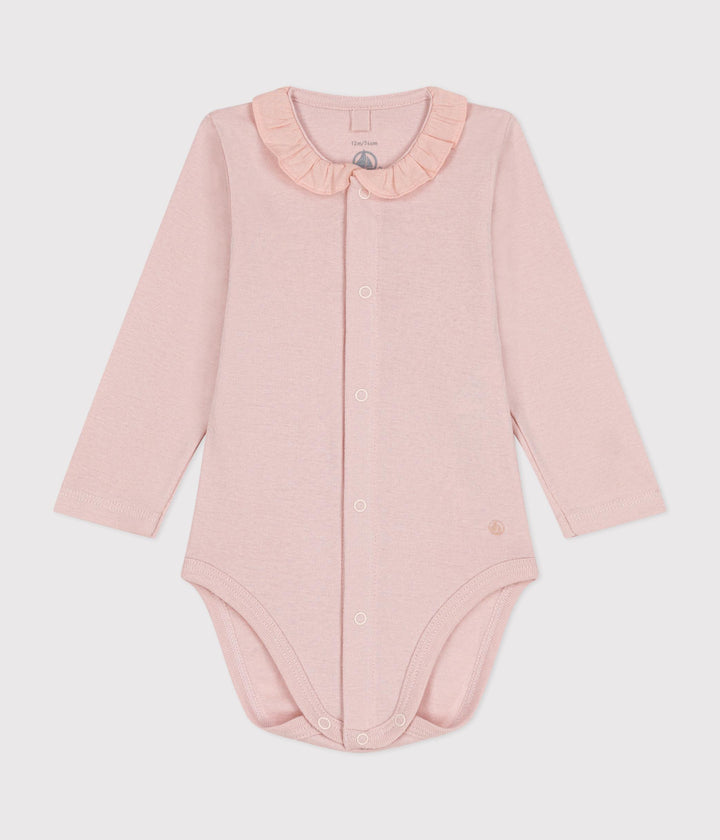 Body a manica lunga con colletto rosa A0B71 02 PETIT BATEAU 