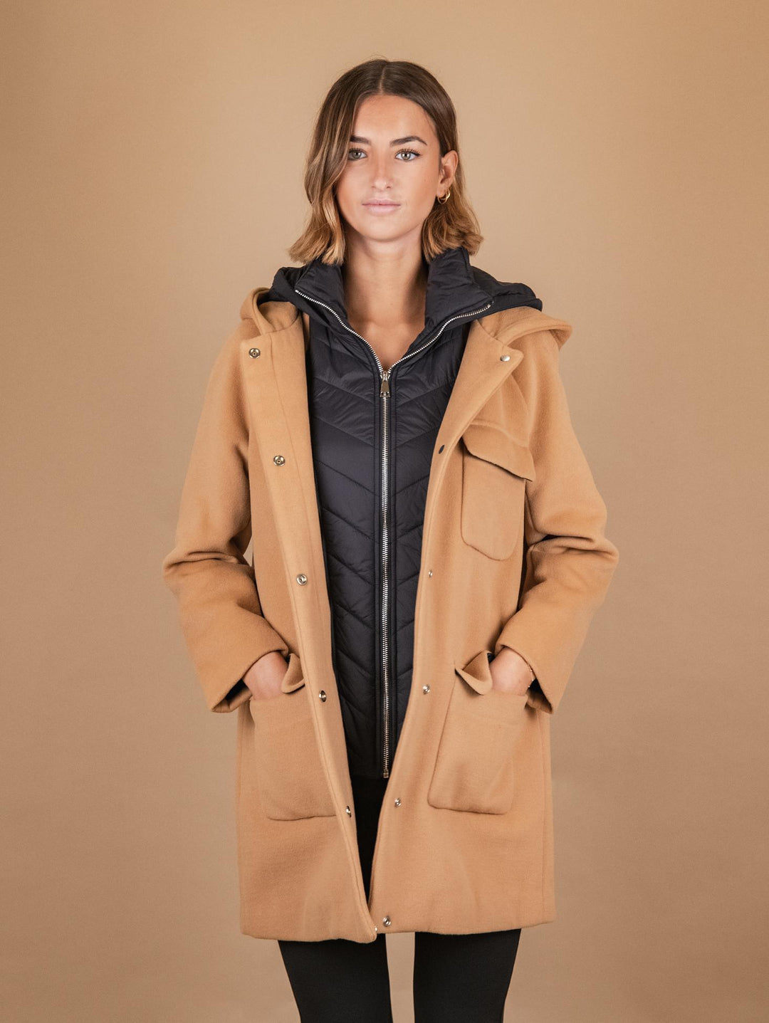 PARKA CON IMBOTTITURA ESTRAIBILE IN TESSUTO CAMMELLO 869D CAMMELLO/NERO ANDREA MORANDO 