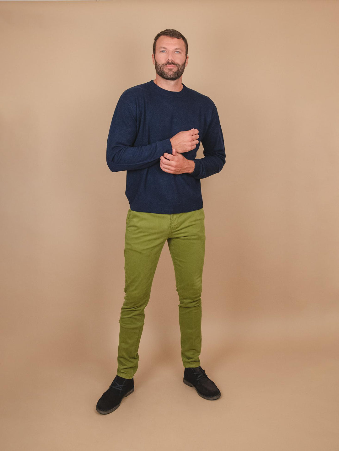 MAGLIA GIROCOLLO IN CASHMERE ECO-FRIENDLY BLU  "TRADER" TRADER NOTTE ABSOLUT CASHMERE 