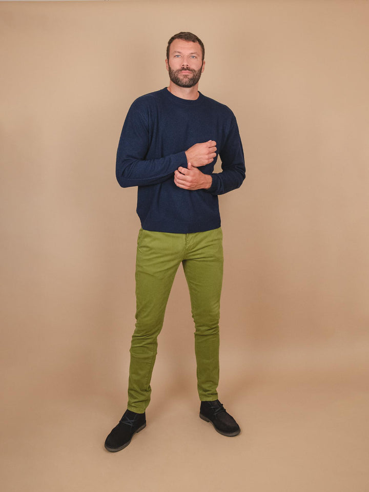 MAGLIA GIROCOLLO IN CASHMERE ECO-FRIENDLY BLU  "TRADER" TRADER NOTTE ABSOLUT CASHMERE 
