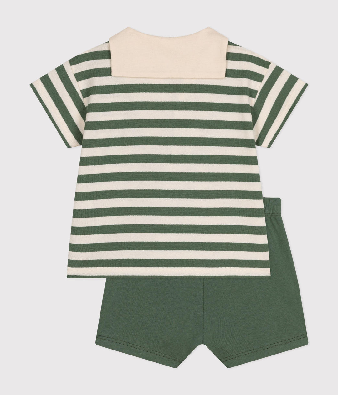 SET BEBÈ T-SHIRT E PANTALONCINI IN JERSEY VERDE A09X1 01 PETIT BATEAU 
