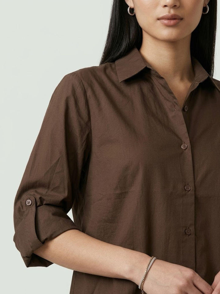 Camicia in cotone cioccolato M796/221 554 ANDREA MORANDO 