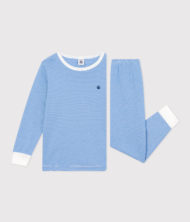 PIGIAMA RIGATO AZZURRO BAMBINO IN COTONE A09OT 02 PETIT BATEAU 