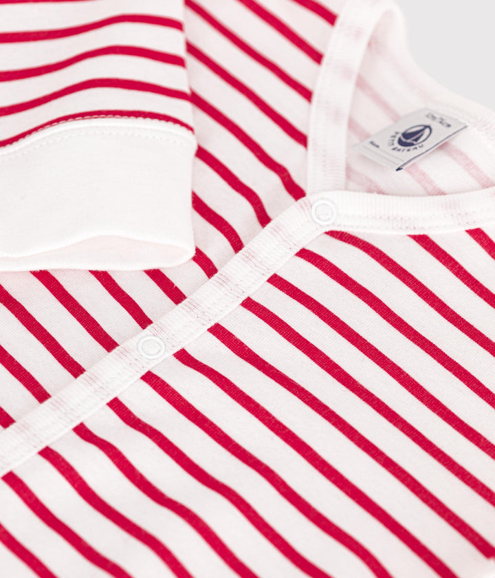 Pigiama a righe marinière rosse senza piedini A0BUW 01 PETIT BATEAU 