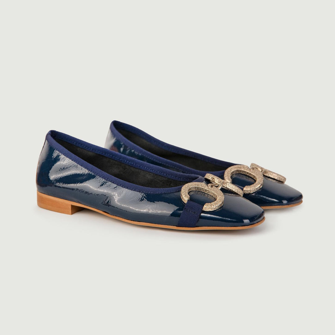 BALLERINE IN NAPLAK BLU CON DETTAGLIO IN METALLO 4875NAPLAK BLU ANDREA MORANDO 