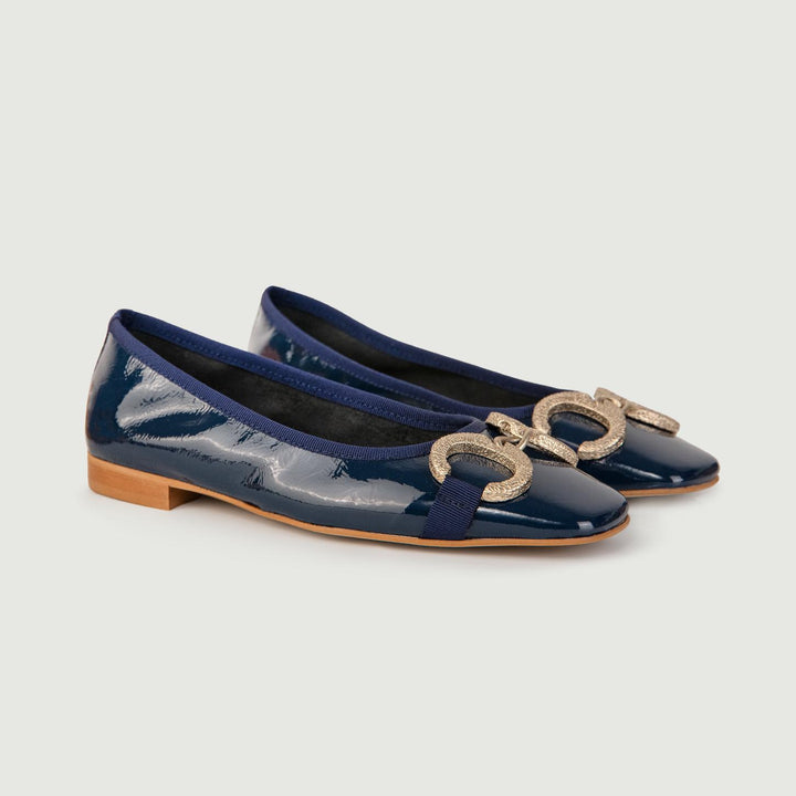 BALLERINE IN NAPLAK BLU CON DETTAGLIO IN METALLO 4875NAPLAK BLU ANDREA MORANDO 