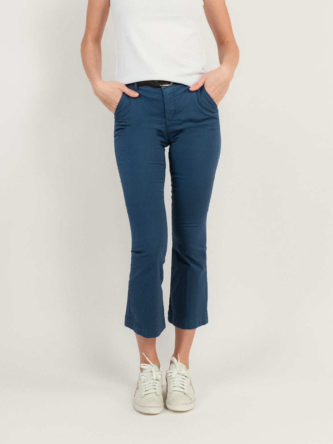 PANTALONE A TROMBETTA IN COTONE BLU