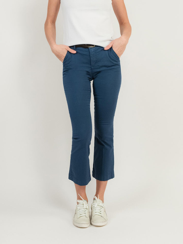 PANTALONE A TROMBETTA IN COTONE BLU