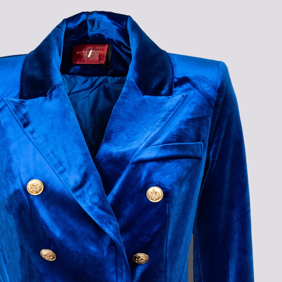 Blazer doppiopetto in velluto blu elettrico V2021 BLUETTE ANDREA MORANDO 