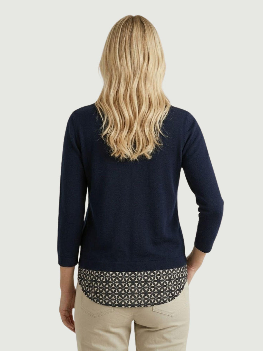 Maglia camicia blu con stampa geometrica 26231000 BLU ANDREA MORANDO 