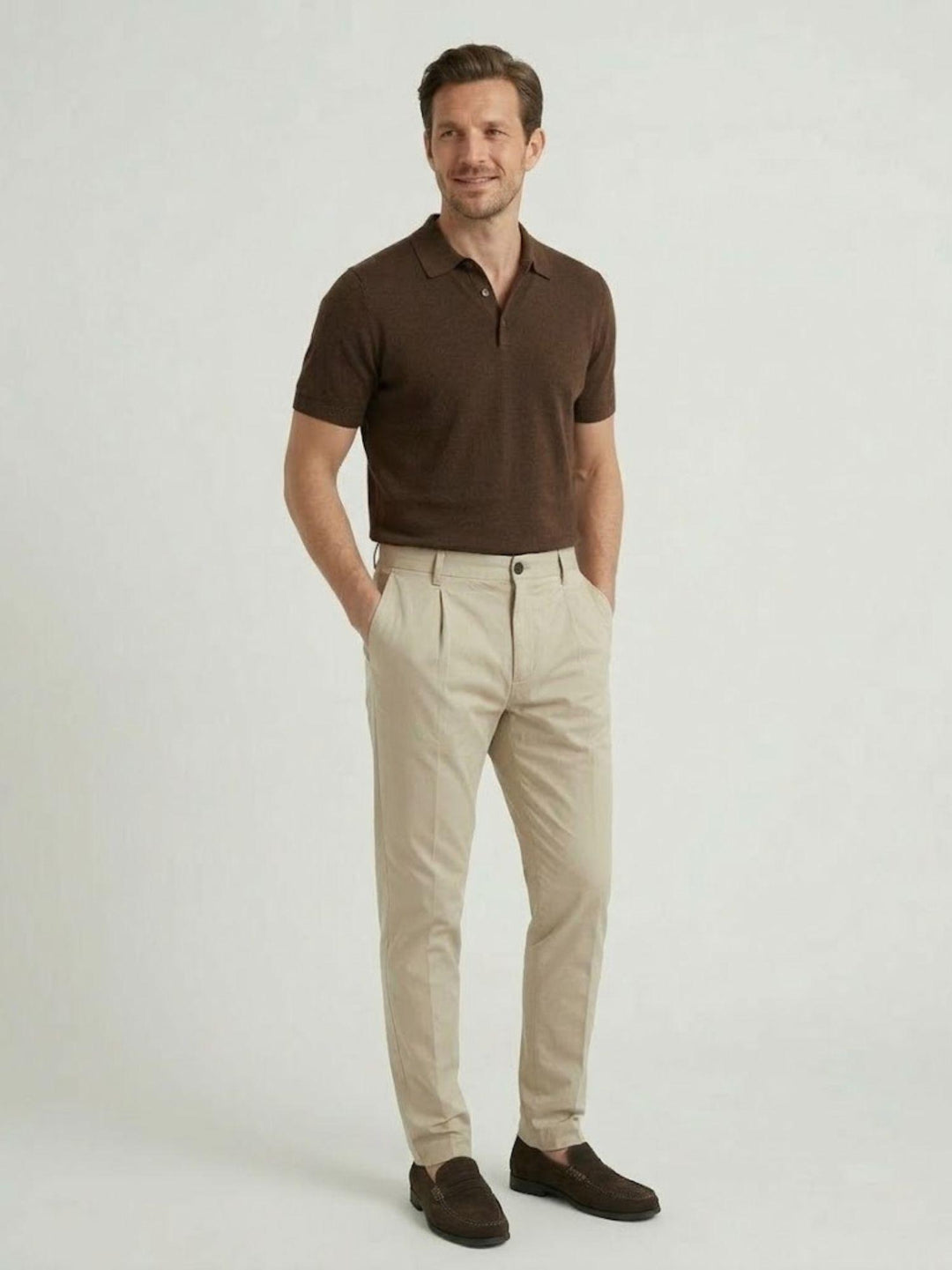 Pantalone con tasche americane lino cotone beige CO0515M 2018 ANDREA MORANDO 