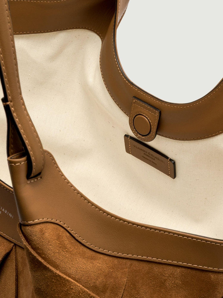 Borsa Dua in camoscio trama geometrica grande BS 12350 INT-CM 1478 GIANNI CHIARINI 