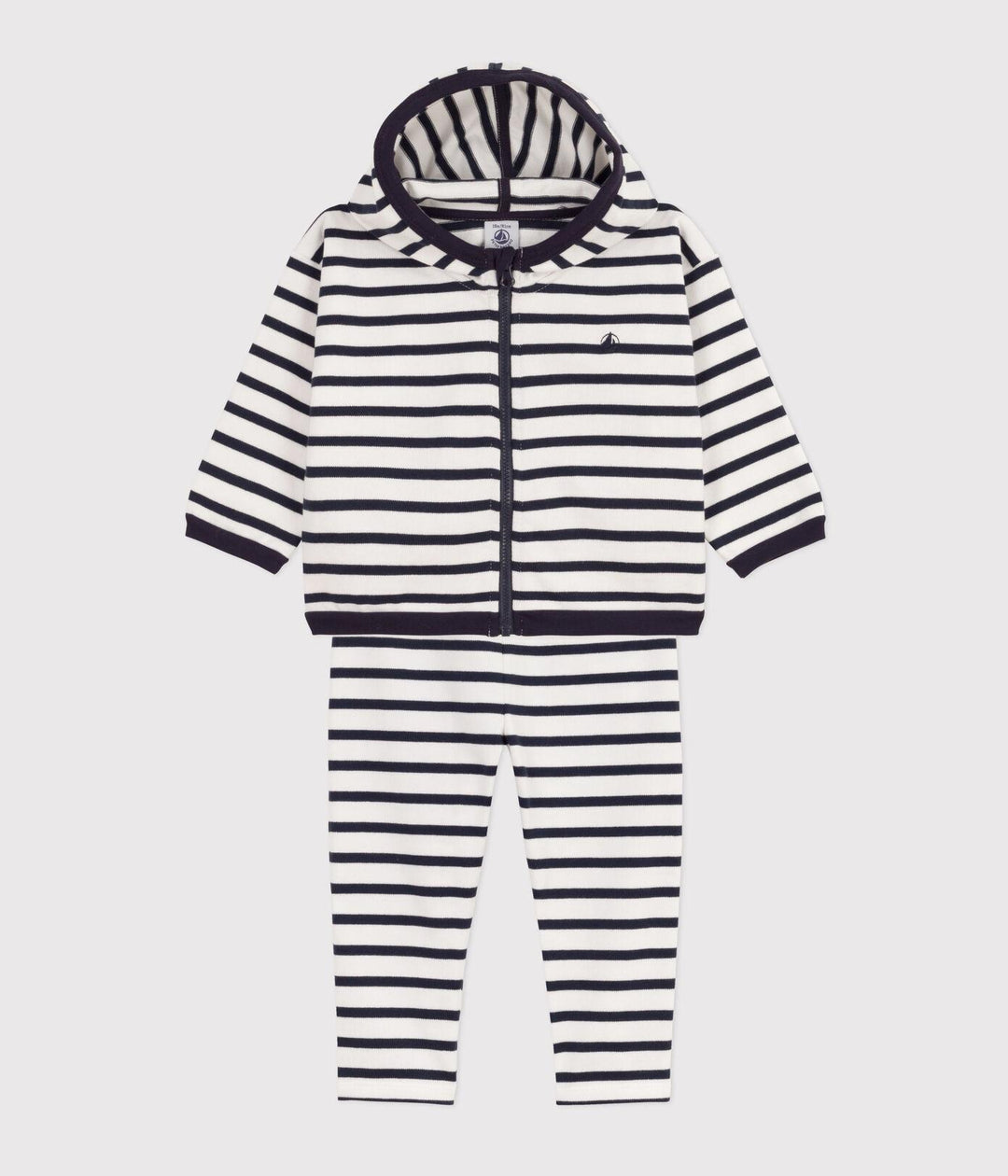 COMPLETO A RIGHE MARINIÈRE IN JERSEY SPESSO PER BEBÈ A08S5 02 PETIT BATEAU 