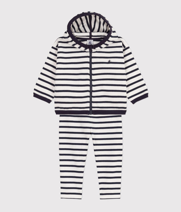COMPLETO A RIGHE MARINIÈRE IN JERSEY SPESSO PER BEBÈ A08S5 02 PETIT BATEAU 