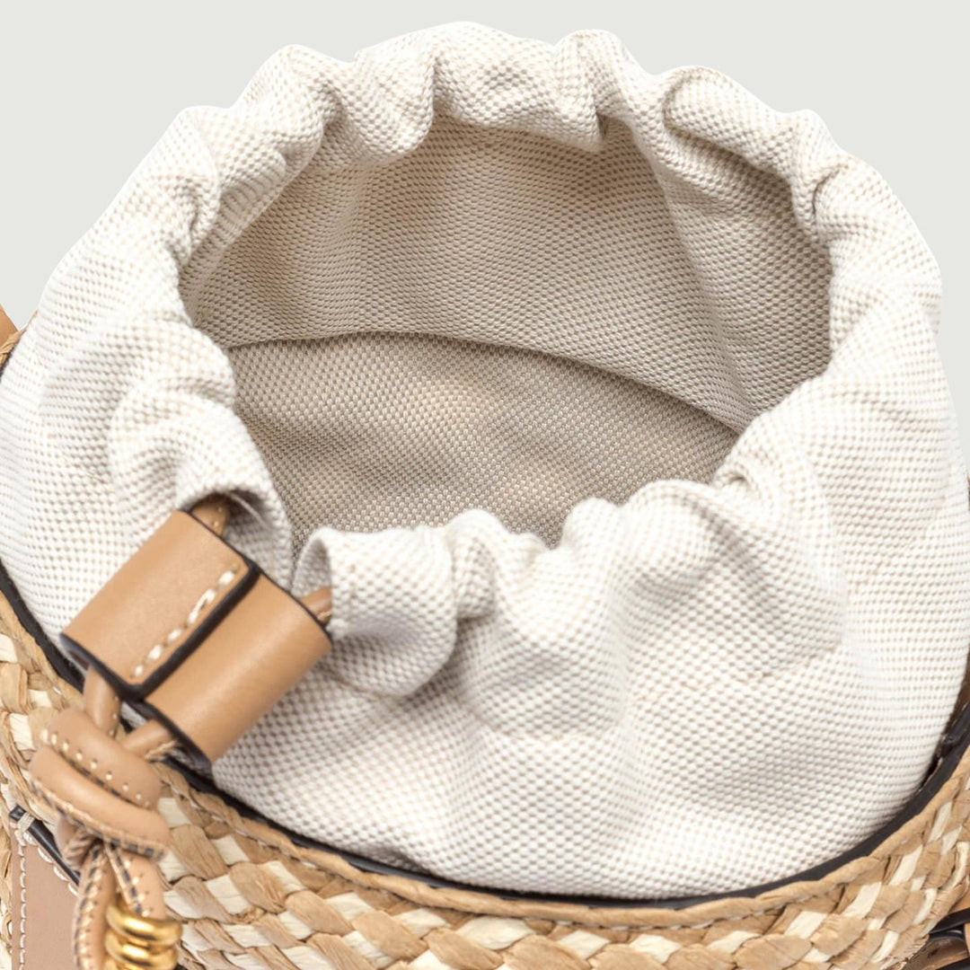 SECCHIELLO SAONA MEDIUM IN PAGLIA CON DETTAGLI IN PELLE CUOIO BS 10731 STRAW-PL 11130 GIANNI CHIARINI 